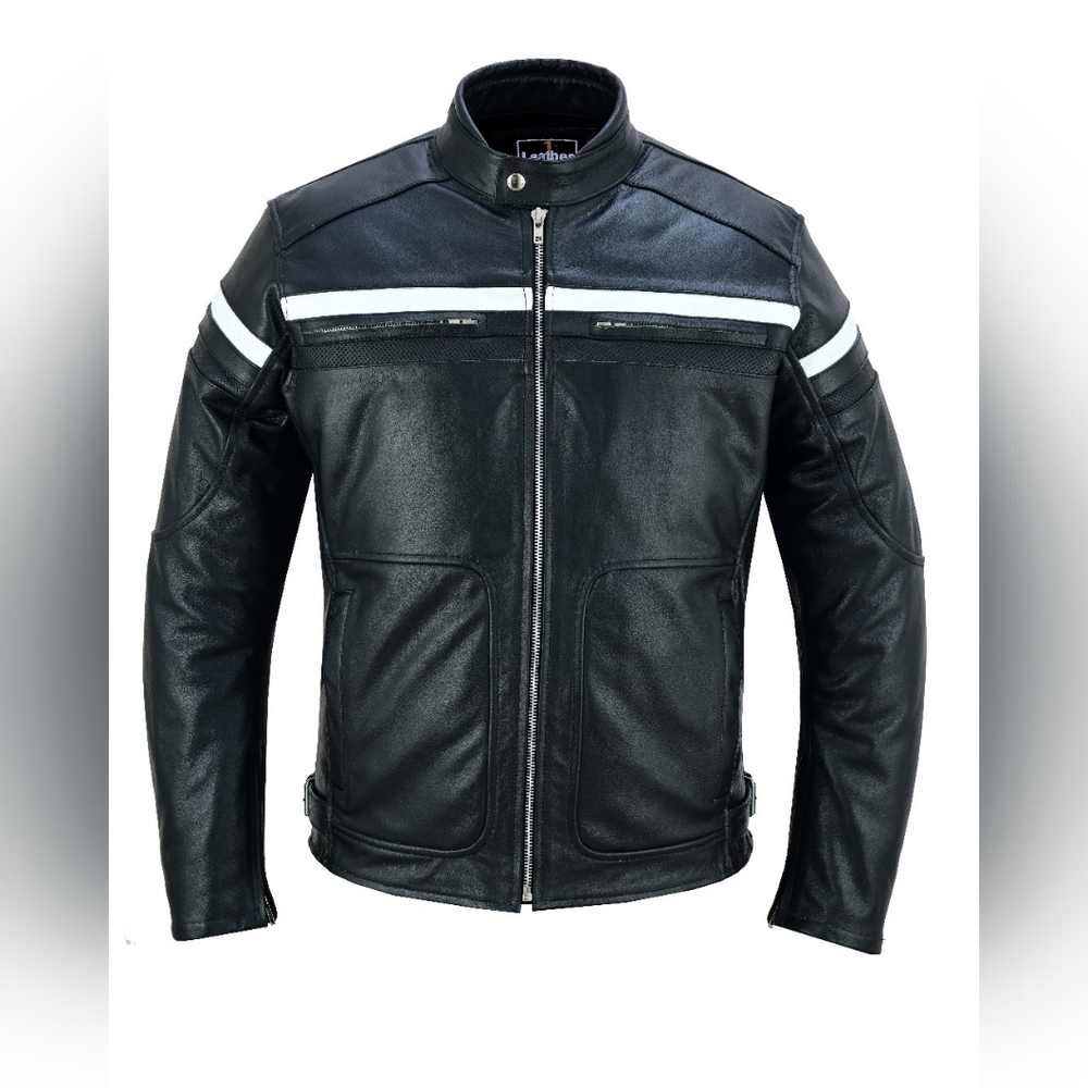 Men's Black Premium Leather Motorcycle Jacket